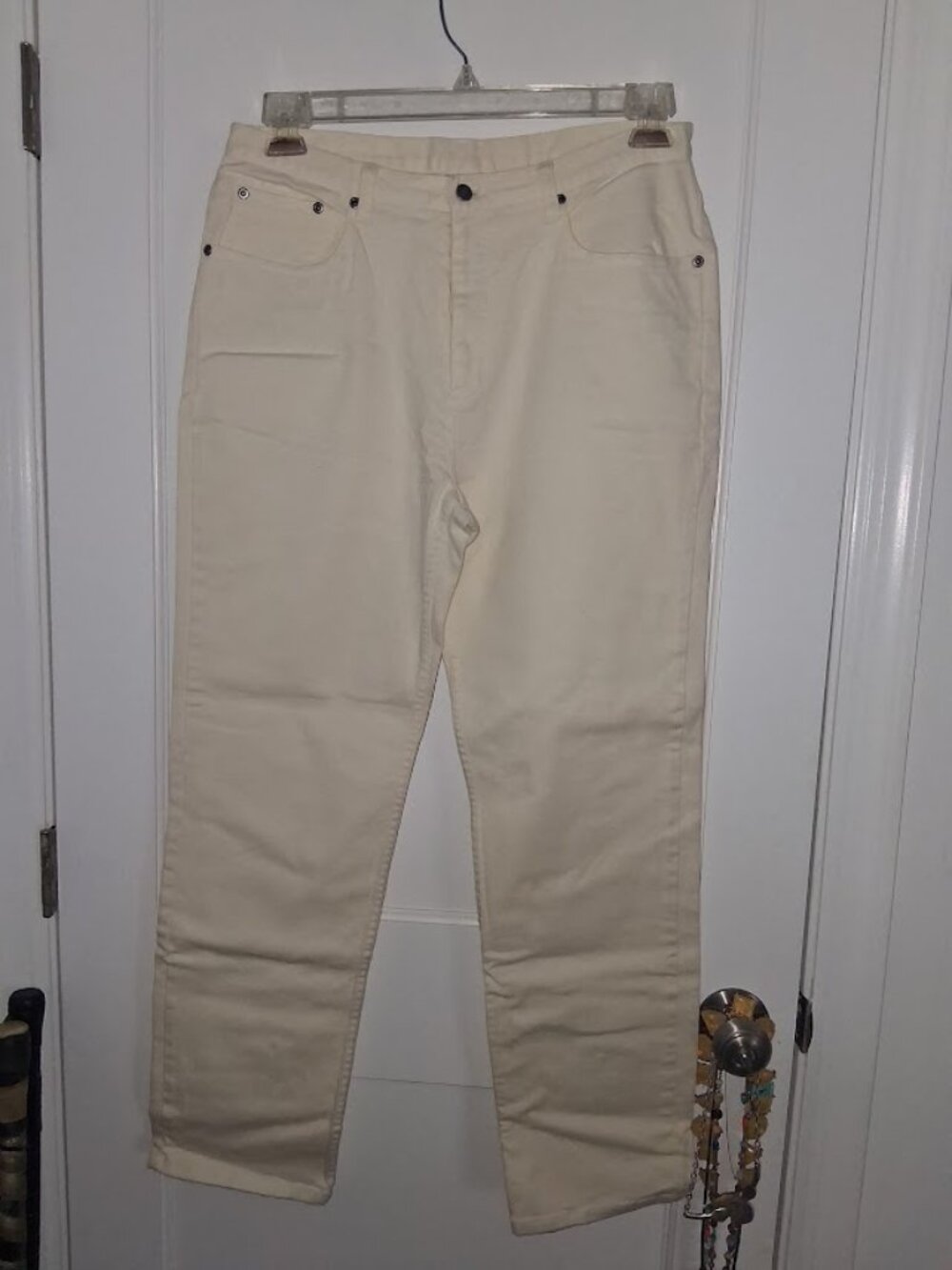 Chico's Pale Yellow Stretch Denim Straight Leg Jeans Chico's 2 12-14